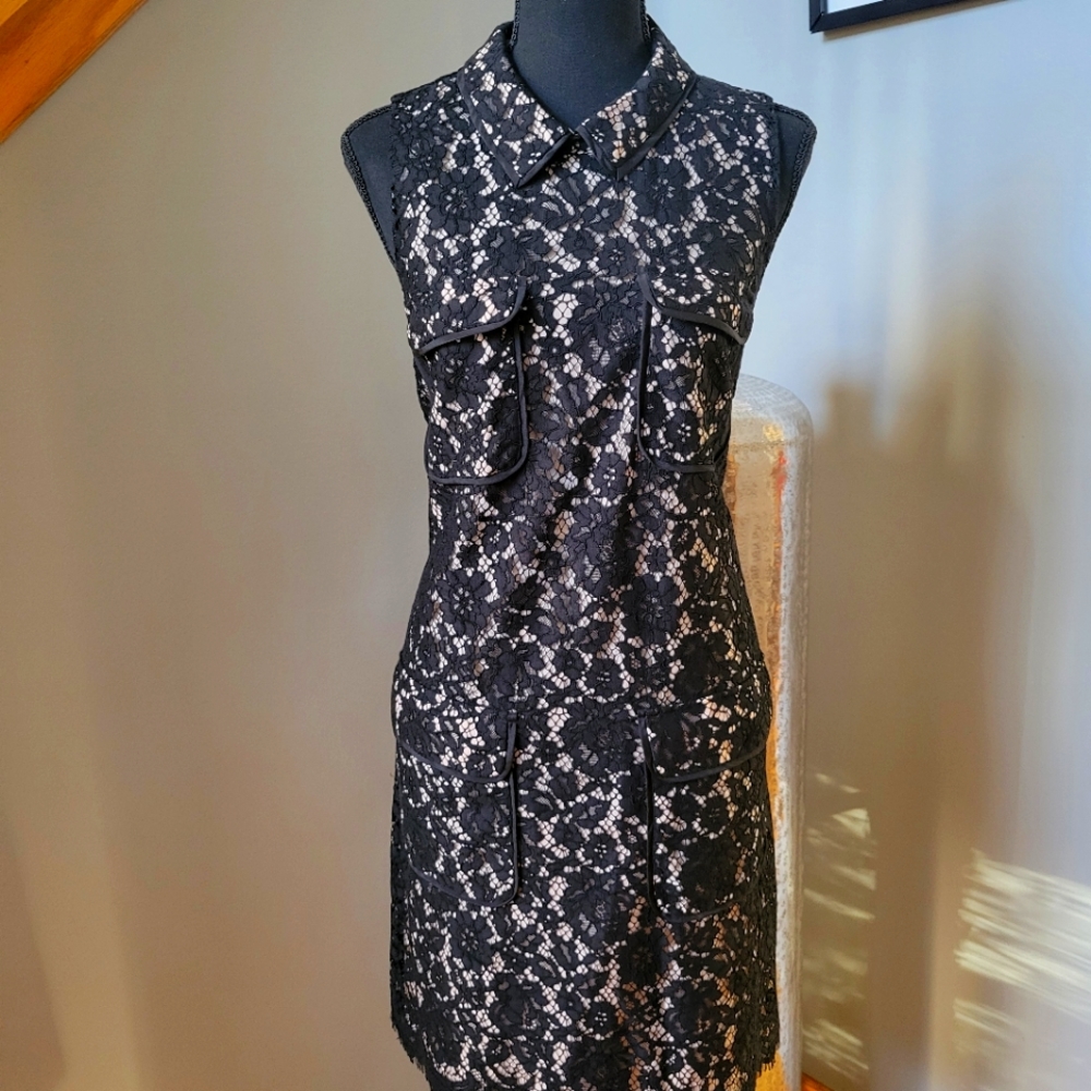 J. Crew Black Lace Collared Dress